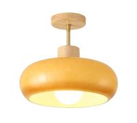 COSRUB Nordic Glass Dome Ceiling Light, Modern Wood Ceiling Lights Semi Flush Mounted Ceiling Lamp for Bedroom Kitchen Entryway Corridor(Yellow)