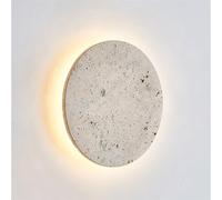 COSRUB Nordic Stone Disc Wall Lamp, Natural Travertine Round Wall Light 3-Color LED Wall Sconce for Living Room Dining Room Hallway Bedroom(Warm Light)