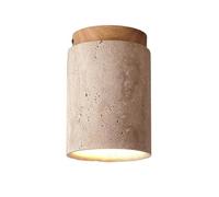 COSRUB Northern Europe Semi Flush Mount Ceiling Lamp, Natural Travertine Ceiling Light Fixtures for Bedroom Living Room(Wood)