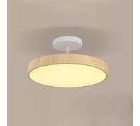 COSRUB Round LED Semi Flush Mount Ceiling Light, Vintage Wood Grain Ceiling Lamps Mid Century Dimmable Ceiling Lighting for Bedroom Hallway Entryway(Wood(Stepless),30cm/11.81in)