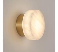 COSRUB Round Marble Wall Sconce, Mini Alabaster Wall Lighting for Stairs