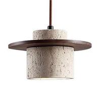 COSRUB Wabi-sabi Marble Chandelier, Japanese Style Wood Pendant Lamp Adjustable Length Hanging Light for Living Room Dining Room Hallway(Walnut)