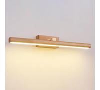 COSRUB Wood Linear LED Bathroom Wall Lamp, Minimalist 360° Rotatable Vanity Over Mirror Sconce Mid Century Long Strip Wall Light for Shaving Makeup Lighting(Wood(3000K),60cm/23.62in)