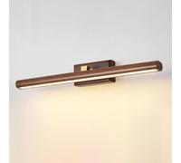 COSRUB Wood Linear LED Bathroom Wall Lamp, Minimalist 360° Rotatable Vanity Over Mirror Sconce Mid Century Long Strip Wall Light for Shaving Makeup Lighting(Walnut(3000K),40cm/15.74in)