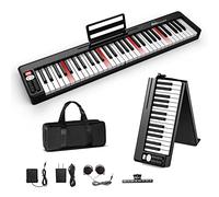 Cossain White 61-Key Foldable Portable Piano Keyboard