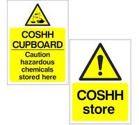 COSSH Sign Cupboard Store, 2x pack 200mm x 150mm - Health and Safety, Self-Adhesive Vinyl Signs, Waterproof Decals, Indoor Outdoor, Made in UK by Printkings.