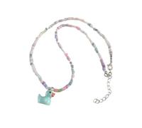 COSSIKA Beaded Necklace Duck Pendant Neckchain with Multicolor Beads Adjustable Animals Necklaces Bohemian Fashionable Jewelry for Women Girl