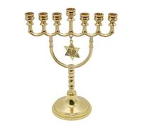 COSSIKA Candlestick Israel Hanukkah Candle Holder Shabbat Candles Holder Hexagonal Star Pendant Jewish Candle Stand 7 Branch