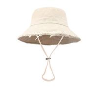 COSSIKA Fisherman Hat Outdoor Bucket Hat with Adjustable Chin Rope Frayed Edge Bucket Hat Summer Sunproof Fisherman Hat for Adult