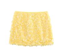 CosSky Womens Sequin Skirt Sparkly Sequin Decor Mini Bodycorn Skirts, Yellow, S