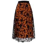 Cossoul Halloween Tulle Skirt Women Pumpkin Elastic Waist Layered Mesh Midi Halloween Witch Skirt, Orange Pumpkins, S-M