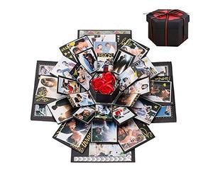 Cosswe Explosion Box, Surprise Box DIY Photo Album Scrapbook Folding Gift Box Handmade Commemorative Album for Birthday Valentine's Day Wedding Memory