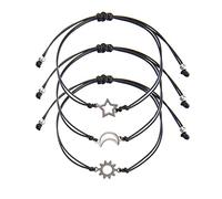 Cosswe Friendship Bracelets,3pcs Sun Moon Star Best Friend Bracelets Friendship Promise Matching Bracelets Sisters Long Distance Bracelet BFF Bracelet Set for Women Girls Gifts
