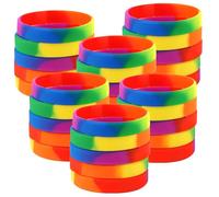 Cosswe Pack of 30 Rainbow Silicone Bracelets, Six Rainbow Bracelets, School Bracelets, Courage Gifts, Party Bags for Colleagues, Teenagers, Children