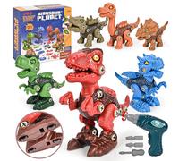 cossy Dinosaur Toys Age 3+ for Boys, Take Apart Dinosaur Toys for Kids Slideable, DIY Construction Buliding Set with Electric Drill, STEM Educational Gift for Boys Girls, 6 Pack