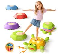 cossy Stepping Stones for Kids, 5 PCS LED Frog Sensory Balance Stones with Interactive Expression,Stackable Non-Slip Sensory Play for Autism,Indoor Outdoor Obstacle Course Toys,Gift for Boys Girls 3-5