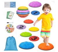 Cossy Stepping Stones Kids, 6 Pcs Sensory Turtle Stepping Stones, Non-Slip Balance Sensory Toy for Indoor Outdoor Play, Obstacle Course Gifts for Toddlers Age 3-5, Multicolored