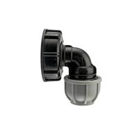 Cost Wise 20mm Elbow Ibc Water Storage Tank Outlet Kit For 2" S60X6 Coarse Threaded Outlet-20mm Mdpe Water/irrigation Pipe