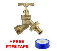 Cost Wise 3/4" Bsp (26mm Across The Thread) Solid Brass Outdoor Garden Bib Tap Universal Hose Connector And Ptfe Tape