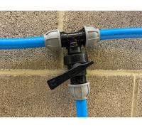 Cost Wise 32mm-Mdpe Compression Water Pipe Tee + Flow Valve