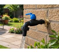 Cost Wise Black Pvc Garden Tap Kit With Easy Turn Lever Handle, Brass 15mm Copper Pipe Backplate Ptfe Tape, Single Outlet Outdoor Watering