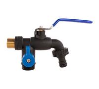 Cost Wise Garden Watering 1/2" Bsp Outdoor Double Outlet Pvc Lever Tap With Brass Thread
