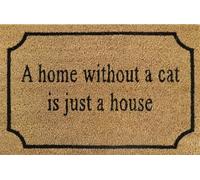 Cost Wise Natural Coir 60cm x 40cm heavy duty doormats with rubber base with funny message (home without a cat)
