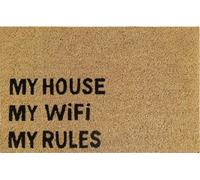 Cost Wise Natural Coir 60cm x 40cm heavy duty doormats with rubber base with funny message (my house/my wifi/my rules)