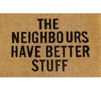 Cost Wise Natural Coir 60cm x 40cm heavy duty doormats with rubber base with funny message (neighbours/better stuff)