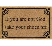 Cost Wise Natural Coir 60cm x 40cm heavy duty doormats with rubber base with funny message (take your shoes off)