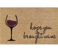 Cost Wise Natural Coir 60cm x 40cm heavy duty doormats with rubber base with humorous message (brought wine)