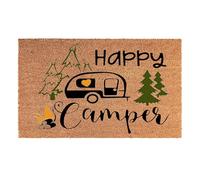 Cost Wise Natural Coir 60cm x 40cm heavy duty doormats with rubber base with humorous message (happy camper)