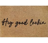 Cost Wise Natural Coir 60cm x 40cm heavy duty doormats with rubber base with humorous message (hey good looking)