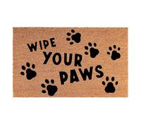 Cost Wise Natural Coir 60cm x 40cm heavy duty doormats with rubber base with humorous message (paw prints)