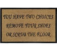 Cost Wise Natural Coir 60cm x 40cm heavy duty doormats with rubber base with humorous message (remove your shoes)