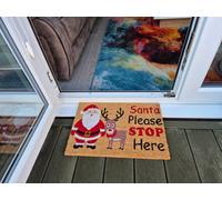 Cost Wise Natural Coir 60Cm X 40Cm Heavy Duty Doormats With Rubber Base With Humorous Message (Santa Please Stop)
