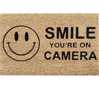 Cost Wise Natural Coir 60cm x 40cm heavy duty doormats with rubber base with humorous message (smile camera)