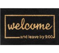 Cost Wise Natural Coir 60cm x 40cm heavy duty doormats with rubber base with humorous message (wecome +leave by 9)