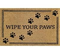 Cost Wise Natural Coir 60cm x 40cm heavy duty doormats with rubber base with humorous message (wipe your paws)