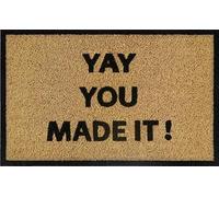 Cost Wise Natural Coir 60cm x 40cm heavy duty doormats with rubber base with humourous message (yay you made it)