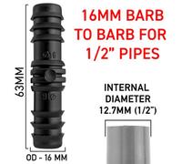 Cost wise Pack Of 5 Repair/joiner Connectors For 13M/16mm Garden Ldpe Irrigation Water Supply Pipe