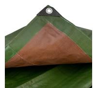Cost Wise Tough Heavy 220 Gsm Duty Waterproof Green With Brown Reverse Tarpaulin /tarp Cover Sheet/ Extra Eyelets At 50Cm (4M X4M)
