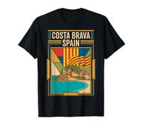 Costa Brava Spain Flag Coastal Castle Scenic Travel Art T-Shirt