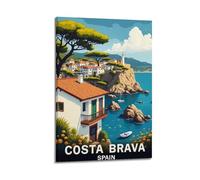 Costa Brava Spain Vintage Travel Poster (2) Wall Art Scroll Canvas Picture Living Room Decor Home 24x36inch(60x90cm)