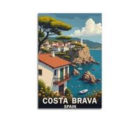 Costa Brava Spain Vintage Travel Poster Art Canvas Painting Decor Wall Print Photo Home Modern Decoratives 16x24inch(40x60cm)