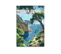 Costa Brava Spain Vintage Travel Poster Artworks Canvas Room Aesthetic Wall Art Prints Home Modern Decor 08x12inch(20x30cm)