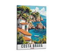 Costa Brava Spain Vintage Travel Poster Canvas Wall Art Scroll Picture Print Living Room Walls Decor Homes 12x18inch(30x45cm)