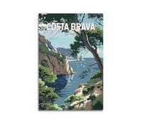 Costa Brava Spain Vintage Travel Poster Cool Artworks Painting Wall Art Canvas Prints Hanging Picture Home Decors Idea 12x18inch(30x45cm)
