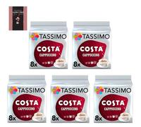 Costa Cappuccino Coffee Pods 40 Bulk Buy Drinks (5 Packs) Medium Roast Creamy Cafe-Style Cappuccino with Milk & Espresso Pods Caffeinated Coffee Capsules