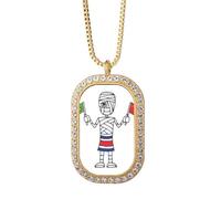 costa chinese flag brazil flag Necklace Pendant Diamond Crystal Golden Jewelry